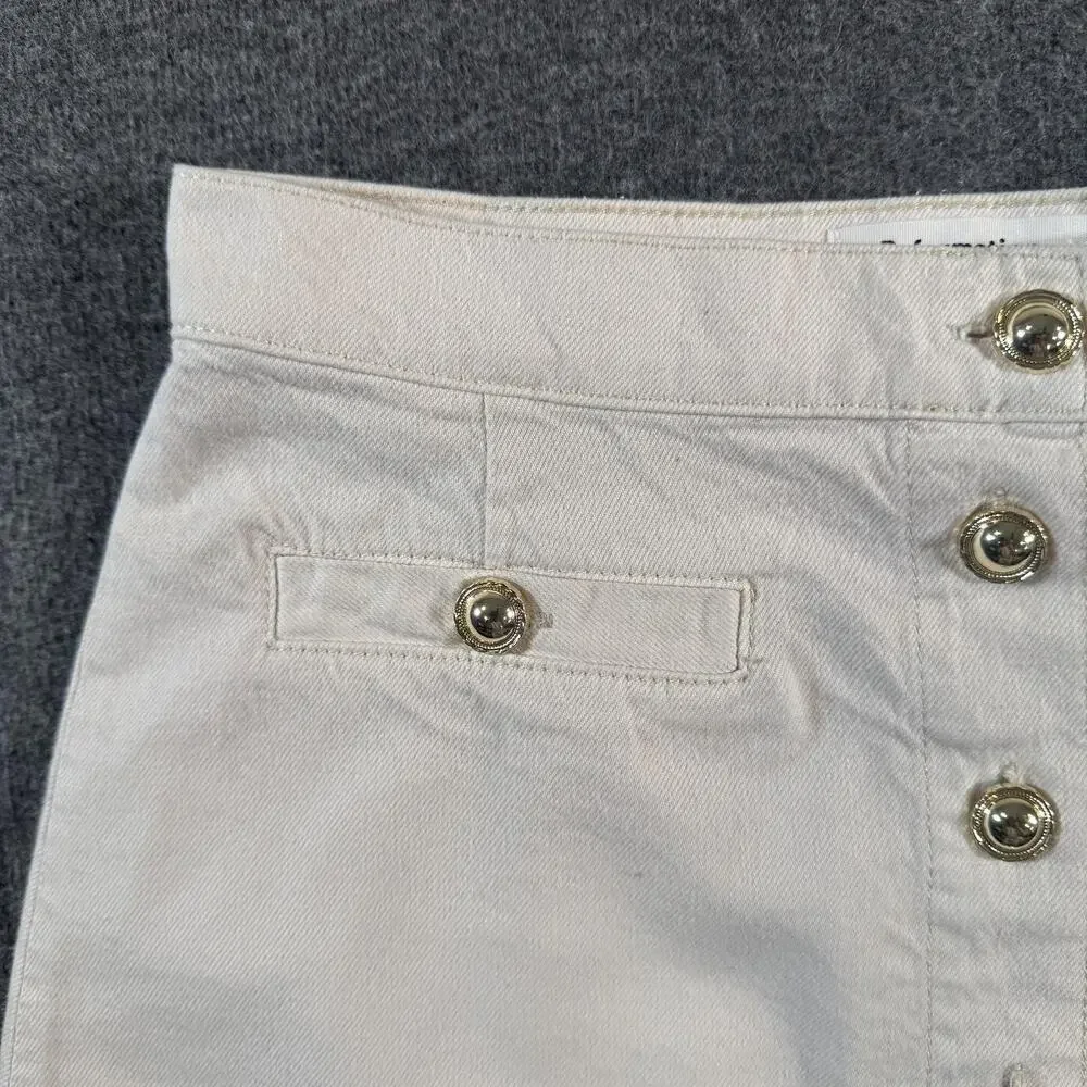 Reformation Denim Skirt Womens 4 White Button Front A-Line Mini High Rise